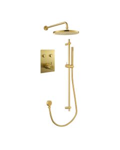 GoClick Square 2-Way Fixed Head & Sliderail Kit Brushed Gold