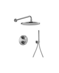 Levo Round 2-Way Fixed Head & Handshower Kit Brushed Nickel