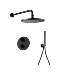 Levo Round 2-Way Fixed Head & Handshower Kit Matt Black