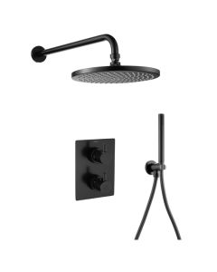 Levo Square 2-Way Fixed Head & Handshower Kit Matt Black