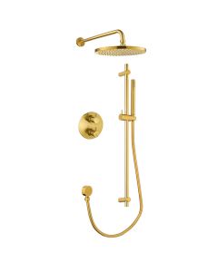 Levo Round 2-Way Fixed Head & Sliderail Kit Brushed Gold