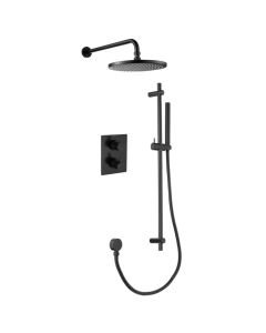 Levo Square 2-Way Fixed Head & Sliderail Kit Matt Black