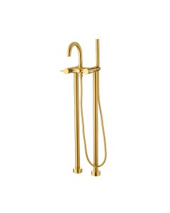 Levo Floor Standing Bath Shower Mixer Brushed Gold
