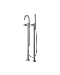 Levo Floor Standing Bath Shower Mixer Brushed Nickel