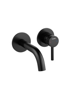 Levo Two Hole Wall Basin Mixer Matt Black