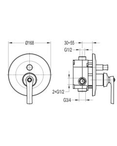 Liberty Concealed 2-Way Manual Shower Mixer Chrome