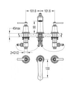 Liberty 3-Hole Basin Mixer Chrome