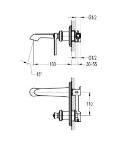 Liberty Concealed Basin Mixer with Waste Bronze