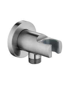 Wall Outlet Elbow With Handset Holder Brushed Nickel