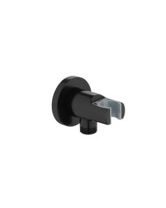 Wall Outlet Elbow With Handset Holder Matt Black