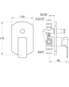 Flite Manual Concealed Shower Valve with Diverter