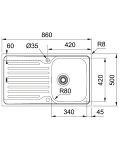 Franke Antea 1 Bowl Inset Sink Stainless Steel (AZN 611-86)