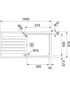 Franke Argos 1 Bowl Inset Sink Stainless Steel (AGX 611-100)