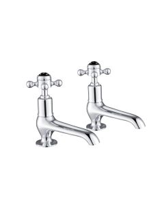 Grosvenor Black Cross Long Nose Basin Taps Chrome