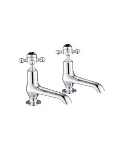 Grosvenor Black Cross Long Nose Basin Taps Chrome