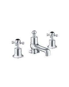 Grosvenor Black Cross 3 Hole Bath Filler Chrome