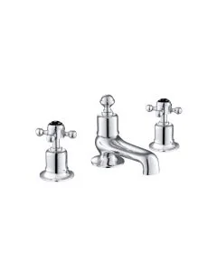 Grosvenor Black Cross 3 Hole Bath Filler Chrome