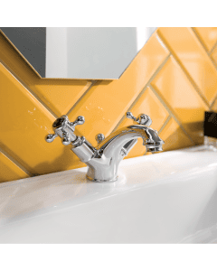 Grosvenor Black Cross Basin Mixer Chrome