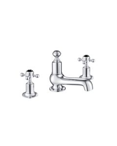 Grosvenor Black Cross 3 Hole Basin Mixer Chrome