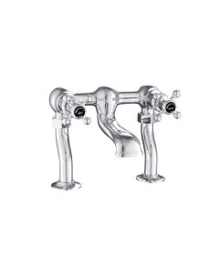 Grosvenor Black Cross Deck Bath Filler Chrome