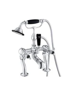 Grosvenor Black Cross Deck Bath Shower Mixer Chrome