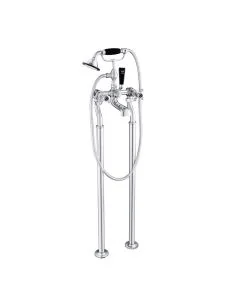 Grosvenor Black Cross Freestanding Bath Shower Mixer Chrome