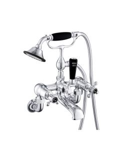 Grosvenor Black Cross Wall Bath Shower Mixer Chrome