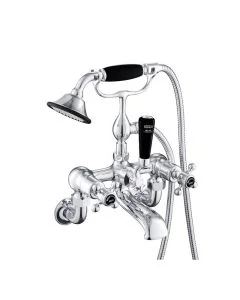 Grosvenor Black Cross Wall Bath Shower Mixer Chrome