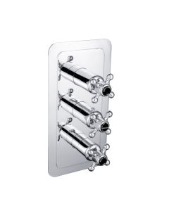 Grosvenor Black Cross 3 Handle 2 Way Shower Valve Chrome