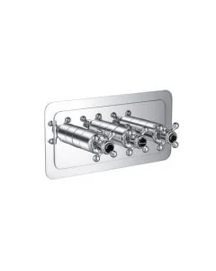 Grosvenor Black Cross 3 Handle 2 Way Shower Valve Chrome