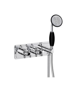 Grosvenor Black Cross 2 Way Shower Valve with Handset Chrome