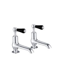 Grosvenor Black Lever Long Nose Basin Taps Chrome