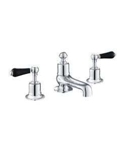 Grosvenor Black Lever 3 Hole Bath Filler Chrome