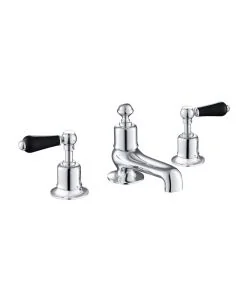 Grosvenor Black Lever 3 Hole Bath Filler Chrome