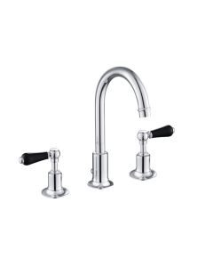 Grosvenor Black Lever 3 Hole Basin Mixer Chrome