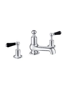 Grosvenor Black Lever 3 Hole Basin Mixer Chrome