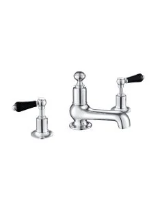 Grosvenor Black Lever 3 Hole Basin Mixer Chrome