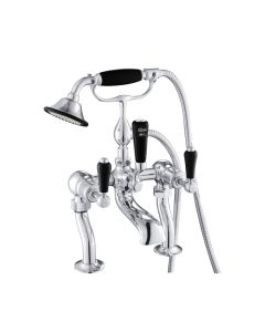 Grosvenor Black Lever Deck Bath Shower Mixer Chrome