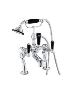 Grosvenor Black Lever Deck Bath Shower Mixer Chrome