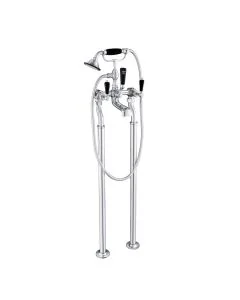 Grosvenor Black Lever Freestanding Bath Shower Mixer Chrome