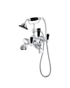 Grosvenor Black Lever Wall Bath Shower Mixer Chrome