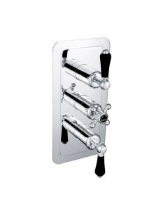 Grosvenor Black Lever 3 Handle 2 Way Shower Valve Chrome