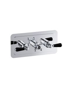Grosvenor Black Lever 3 Handle 2 Way Shower Valve Chrome
