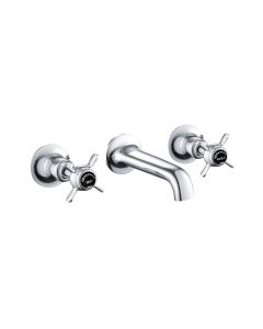 Grosvenor Black Pinch 3 Hole Wall Basin Mixer Chrome