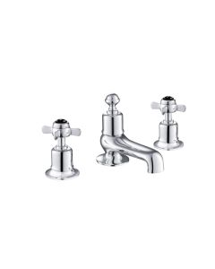 Grosvenor Black Pinch 3 Hole Bath Filler Chrome