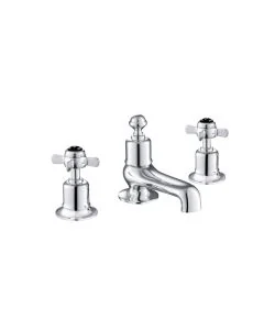 Grosvenor Black Pinch 3 Hole Bath Filler Chrome