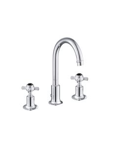 Grosvenor Black Pinch 3 Hole Basin Mixer Chrome