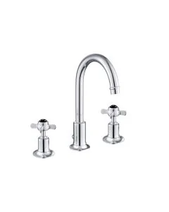 Grosvenor Black Pinch 3 Hole Basin Mixer Chrome