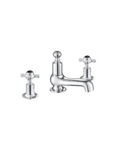 Grosvenor Black Pinch 3 Hole Basin Mixer Chrome