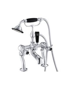 Grosvenor Black Pinch Deck Bath Shower Mixer Chrome